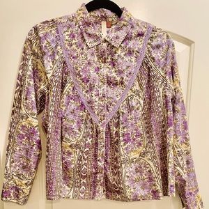 Anthropologie / Pilcro floral gathered  yoke shirt NWT